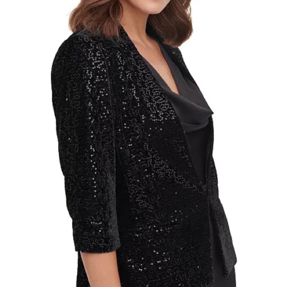 Eliza J Black Sequin Jacket - Size M